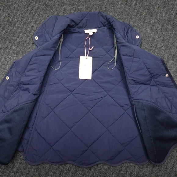 Entro Quilted Vest Eloise Scalloped Hem Women Size S Dark Navy New - Picture 3 of 11